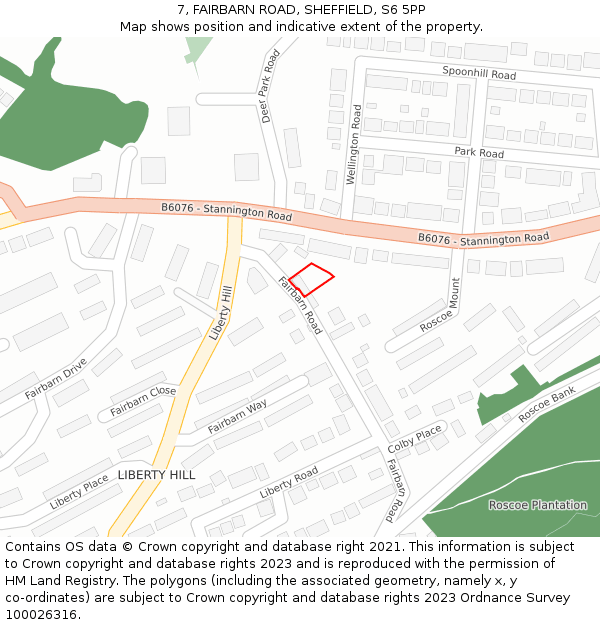 7, FAIRBARN ROAD, SHEFFIELD, S6 5PP: Location map and indicative extent of plot