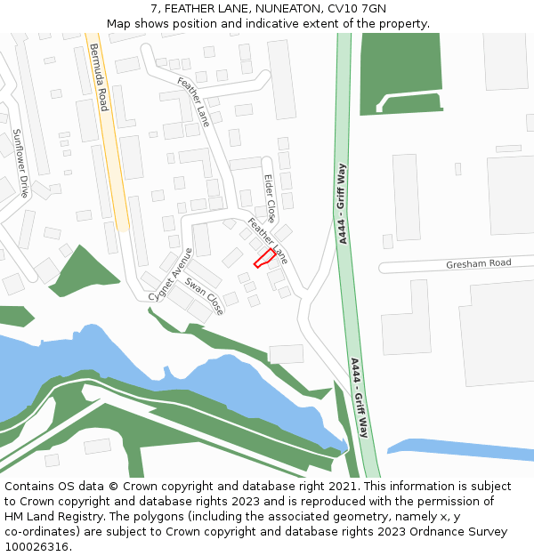7, FEATHER LANE, NUNEATON, CV10 7GN: Location map and indicative extent of plot