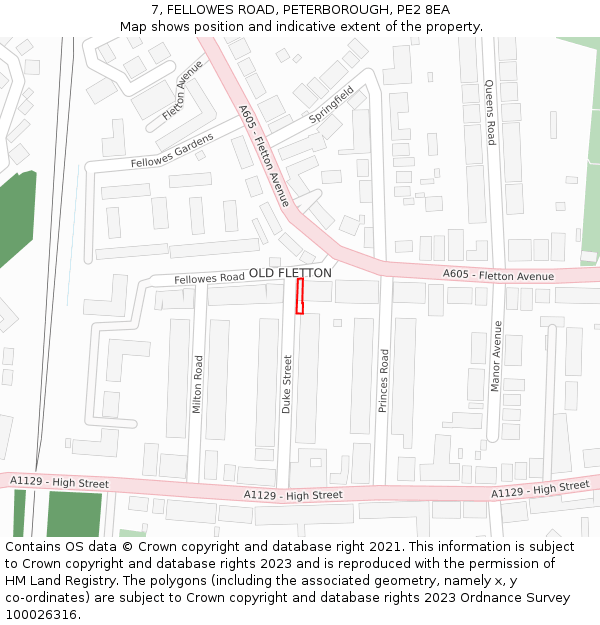 7, FELLOWES ROAD, PETERBOROUGH, PE2 8EA: Location map and indicative extent of plot