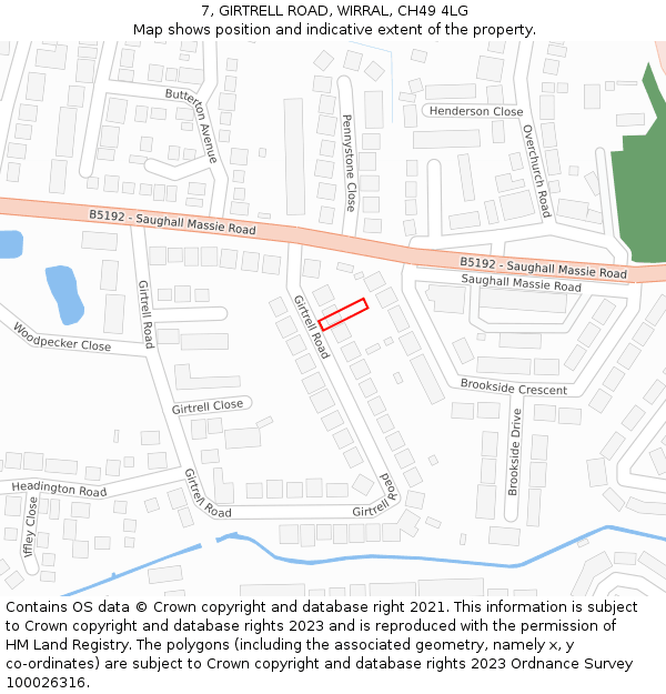 7, GIRTRELL ROAD, WIRRAL, CH49 4LG: Location map and indicative extent of plot