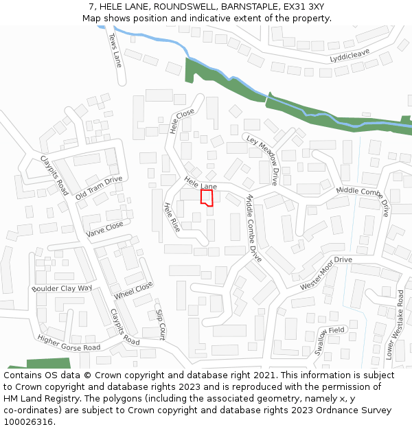 7, HELE LANE, ROUNDSWELL, BARNSTAPLE, EX31 3XY: Location map and indicative extent of plot