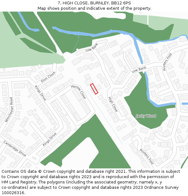 7, HIGH CLOSE, BURNLEY, BB12 6PS: Location map and indicative extent of plot