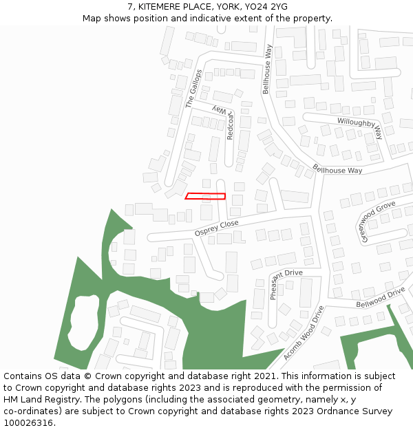 7, KITEMERE PLACE, YORK, YO24 2YG: Location map and indicative extent of plot