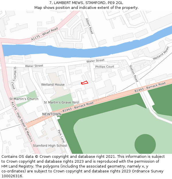 7, LAMBERT MEWS, STAMFORD, PE9 2GL: Location map and indicative extent of plot