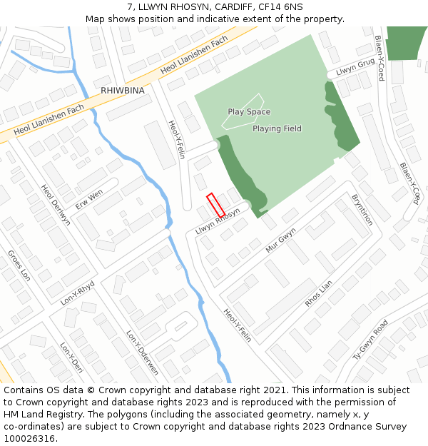 7, LLWYN RHOSYN, CARDIFF, CF14 6NS: Location map and indicative extent of plot