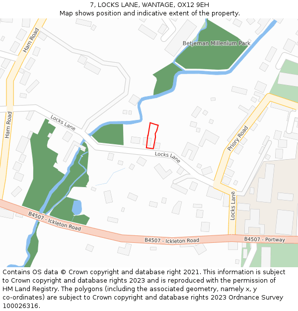 7, LOCKS LANE, WANTAGE, OX12 9EH: Location map and indicative extent of plot