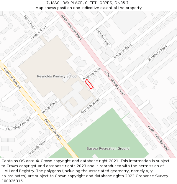 7, MACHRAY PLACE, CLEETHORPES, DN35 7LJ: Location map and indicative extent of plot