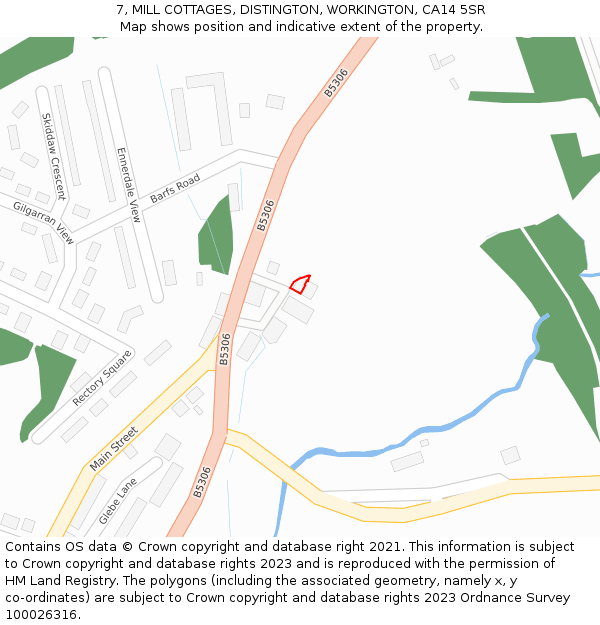 7, MILL COTTAGES, DISTINGTON, WORKINGTON, CA14 5SR: Location map and indicative extent of plot