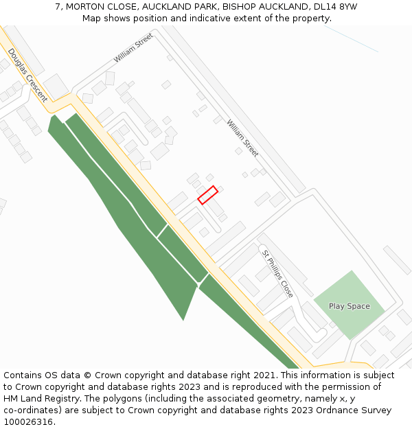 7, MORTON CLOSE, AUCKLAND PARK, BISHOP AUCKLAND, DL14 8YW: Location map and indicative extent of plot