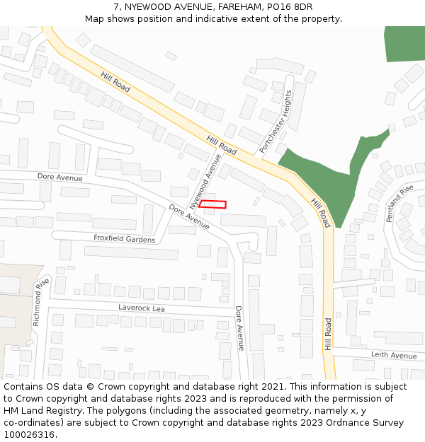 7, NYEWOOD AVENUE, FAREHAM, PO16 8DR: Location map and indicative extent of plot