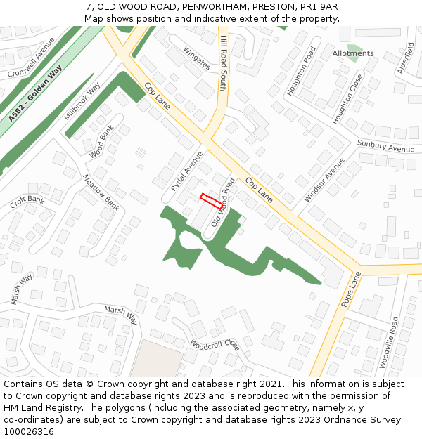 7, OLD WOOD ROAD, PENWORTHAM, PRESTON, PR1 9AR: Location map and indicative extent of plot