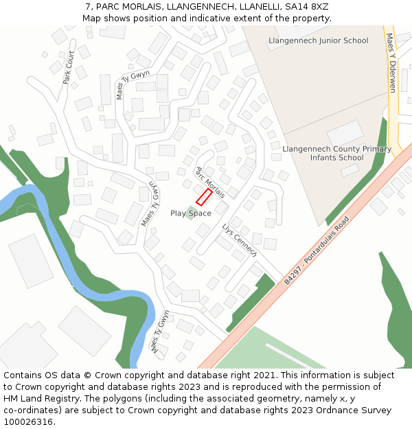 7, PARC MORLAIS, LLANGENNECH, LLANELLI, SA14 8XZ: Location map and indicative extent of plot