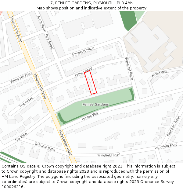 7, PENLEE GARDENS, PLYMOUTH, PL3 4AN: Location map and indicative extent of plot