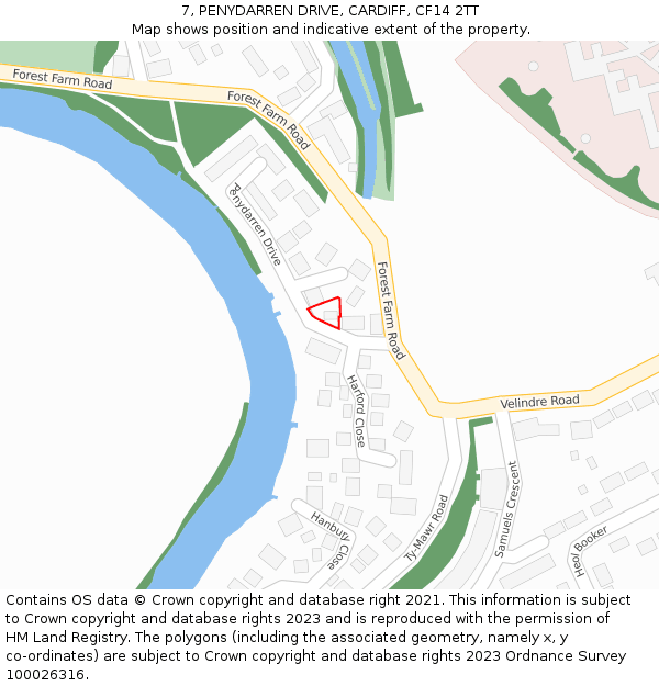 7, PENYDARREN DRIVE, CARDIFF, CF14 2TT: Location map and indicative extent of plot