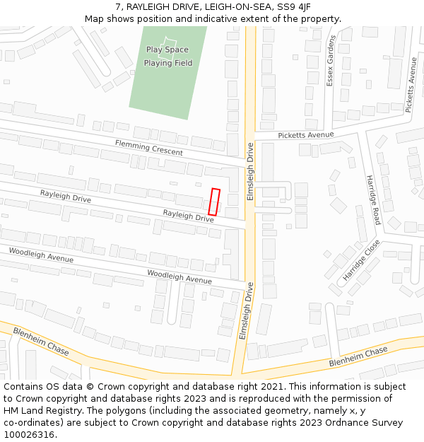 7, RAYLEIGH DRIVE, LEIGH-ON-SEA, SS9 4JF: Location map and indicative extent of plot