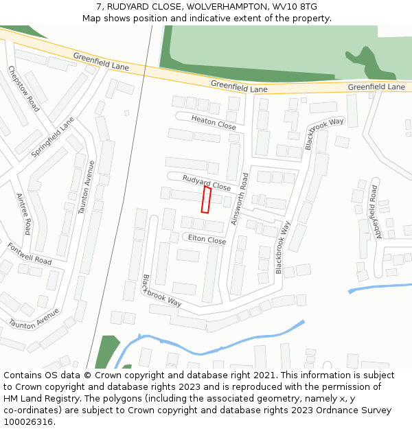 7, RUDYARD CLOSE, WOLVERHAMPTON, WV10 8TG: Location map and indicative extent of plot