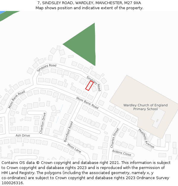 7, SINDSLEY ROAD, WARDLEY, MANCHESTER, M27 9XA: Location map and indicative extent of plot