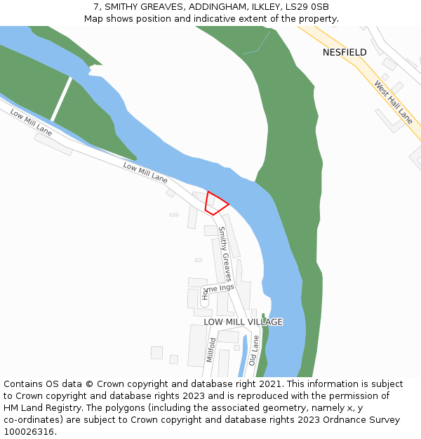 7, SMITHY GREAVES, ADDINGHAM, ILKLEY, LS29 0SB: Location map and indicative extent of plot