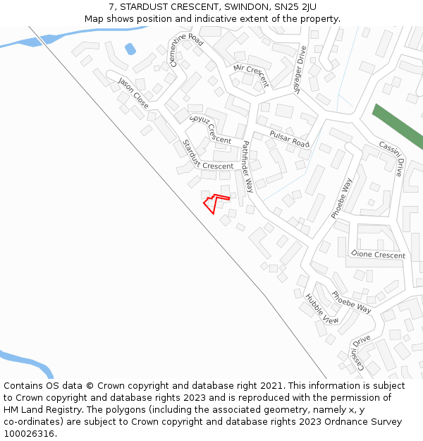 7, STARDUST CRESCENT, SWINDON, SN25 2JU: Location map and indicative extent of plot