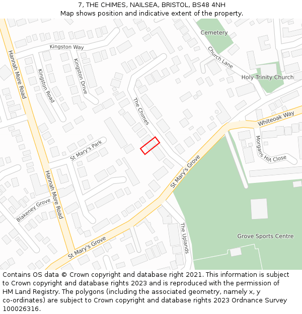 7, THE CHIMES, NAILSEA, BRISTOL, BS48 4NH: Location map and indicative extent of plot