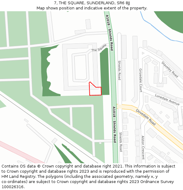 7, THE SQUARE, SUNDERLAND, SR6 8JJ: Location map and indicative extent of plot