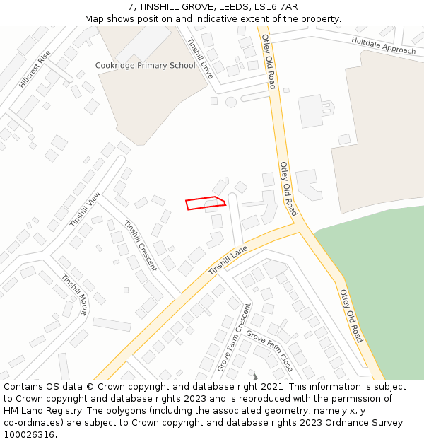 7, TINSHILL GROVE, LEEDS, LS16 7AR: Location map and indicative extent of plot