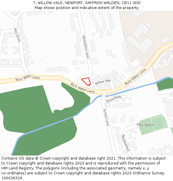 7, WILLOW VALE, NEWPORT, SAFFRON WALDEN, CB11 3DD: Location map and indicative extent of plot