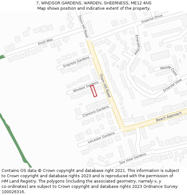 7, WINDSOR GARDENS, WARDEN, SHEERNESS, ME12 4NS: Location map and indicative extent of plot