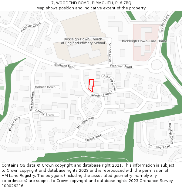 7, WOODEND ROAD, PLYMOUTH, PL6 7RQ: Location map and indicative extent of plot