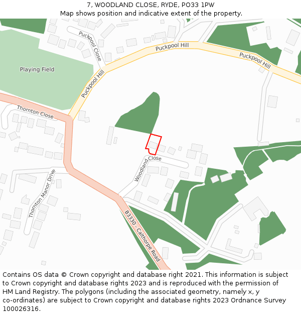 7, WOODLAND CLOSE, RYDE, PO33 1PW: Location map and indicative extent of plot