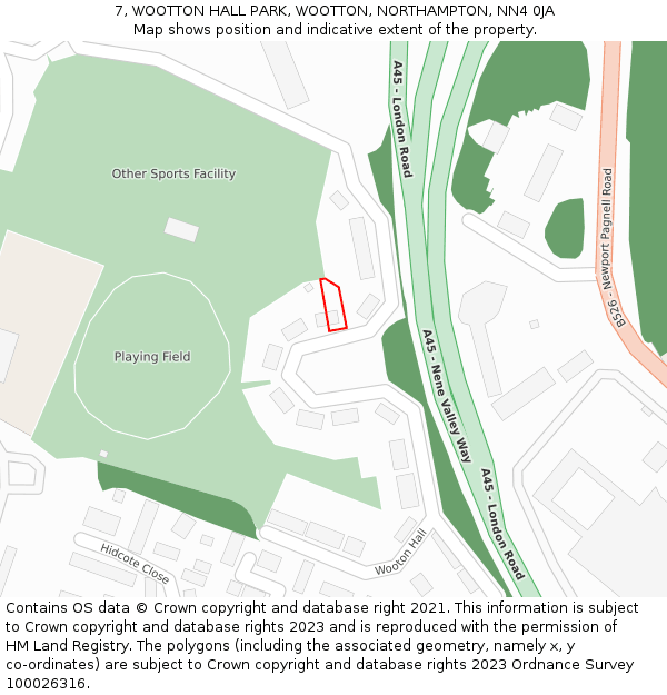 7, WOOTTON HALL PARK, WOOTTON, NORTHAMPTON, NN4 0JA: Location map and indicative extent of plot