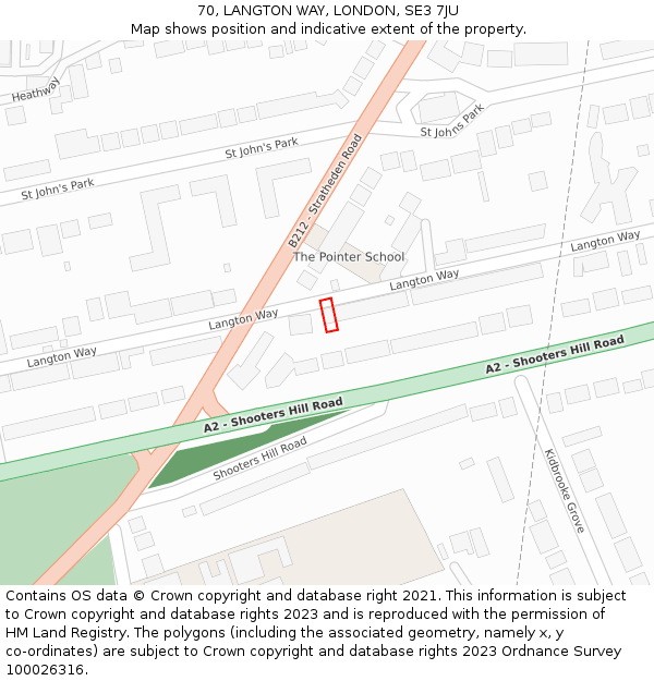 70, LANGTON WAY, LONDON, SE3 7JU: Location map and indicative extent of plot