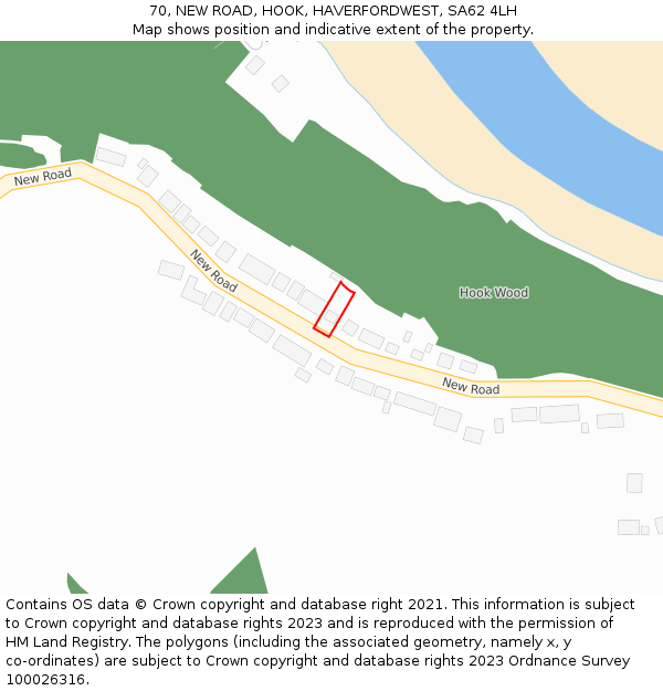 70, NEW ROAD, HOOK, HAVERFORDWEST, SA62 4LH: Location map and indicative extent of plot