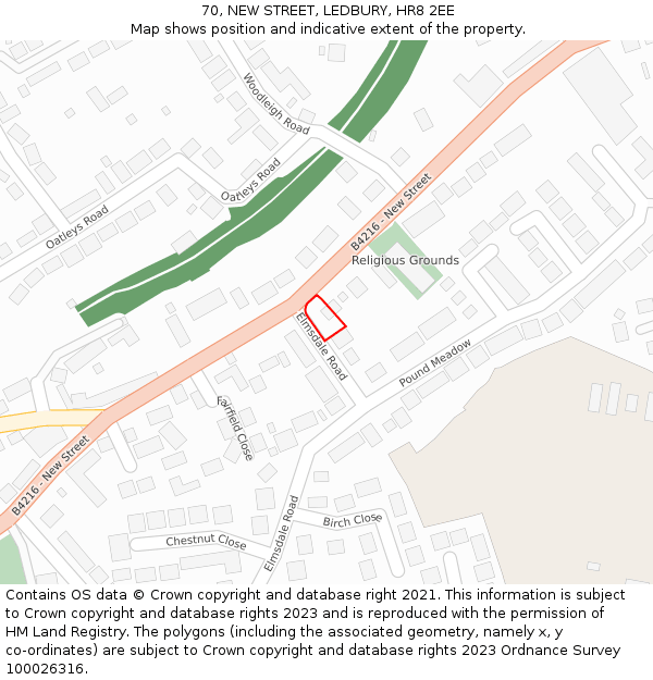 70, NEW STREET, LEDBURY, HR8 2EE: Location map and indicative extent of plot