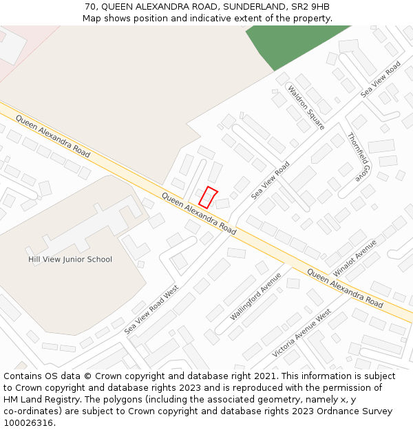 70, QUEEN ALEXANDRA ROAD, SUNDERLAND, SR2 9HB: Location map and indicative extent of plot