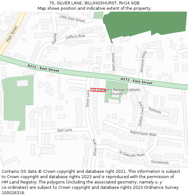 70, SILVER LANE, BILLINGSHURST, RH14 9QB: Location map and indicative extent of plot