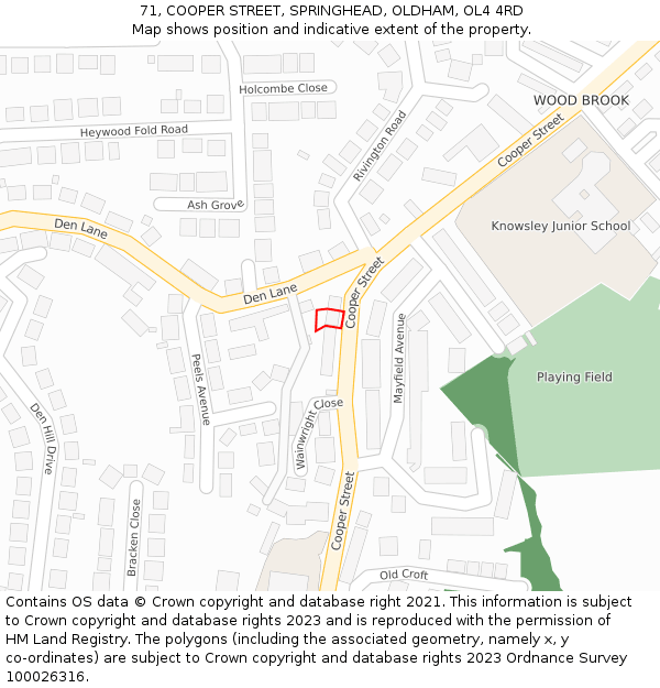 71, COOPER STREET, SPRINGHEAD, OLDHAM, OL4 4RD: Location map and indicative extent of plot