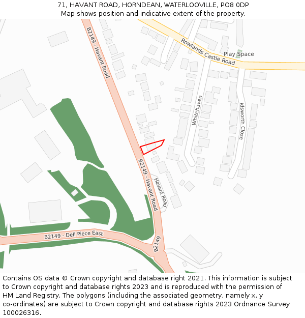 71, HAVANT ROAD, HORNDEAN, WATERLOOVILLE, PO8 0DP: Location map and indicative extent of plot