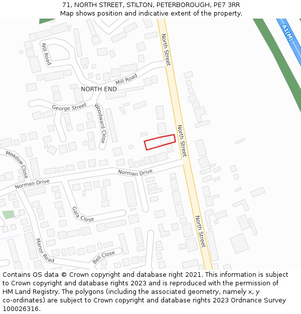 71, NORTH STREET, STILTON, PETERBOROUGH, PE7 3RR: Location map and indicative extent of plot