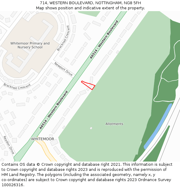 714, WESTERN BOULEVARD, NOTTINGHAM, NG8 5FH: Location map and indicative extent of plot