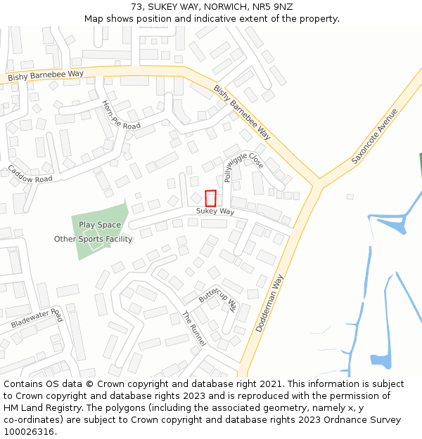 73, SUKEY WAY, NORWICH, NR5 9NZ: Location map and indicative extent of plot