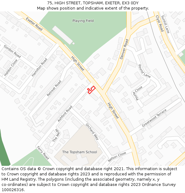 75, HIGH STREET, TOPSHAM, EXETER, EX3 0DY: Location map and indicative extent of plot