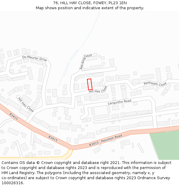 76, HILL HAY CLOSE, FOWEY, PL23 1EN: Location map and indicative extent of plot