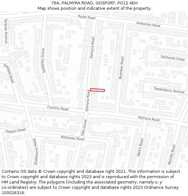 76A, PALMYRA ROAD, GOSPORT, PO12 4EH: Location map and indicative extent of plot