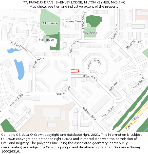 77, FARADAY DRIVE, SHENLEY LODGE, MILTON KEYNES, MK5 7HQ: Location map and indicative extent of plot