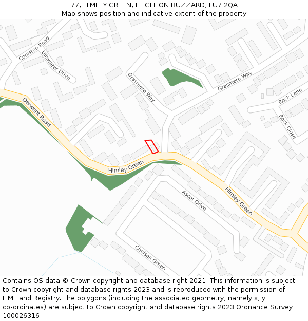 77, HIMLEY GREEN, LEIGHTON BUZZARD, LU7 2QA: Location map and indicative extent of plot