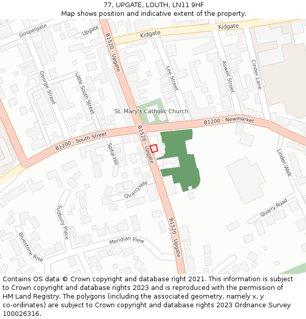 77, UPGATE, LOUTH, LN11 9HF: Location map and indicative extent of plot