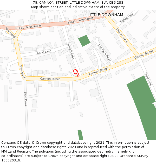 78, CANNON STREET, LITTLE DOWNHAM, ELY, CB6 2SS: Location map and indicative extent of plot