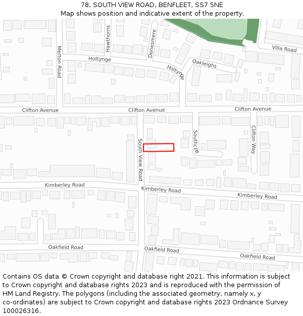 78, SOUTH VIEW ROAD, BENFLEET, SS7 5NE: Location map and indicative extent of plot