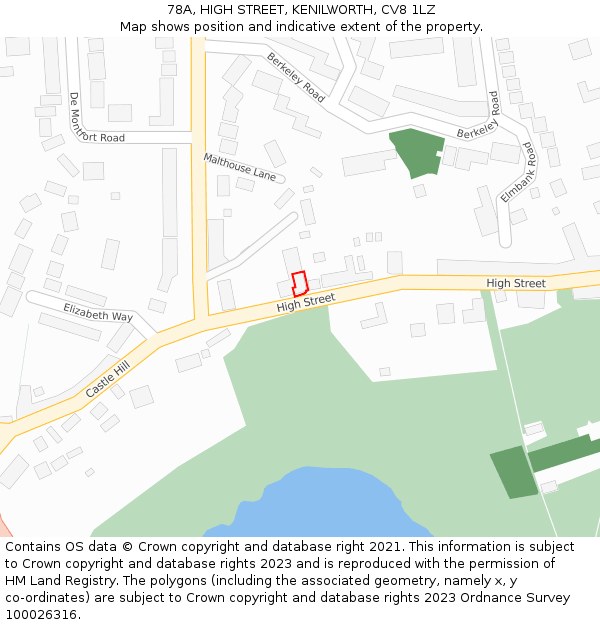 78A, HIGH STREET, KENILWORTH, CV8 1LZ: Location map and indicative extent of plot